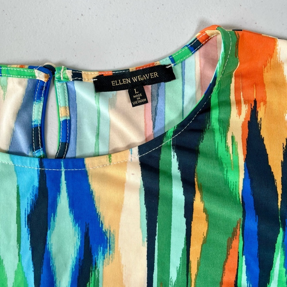 Green and Blue Casual Sundress with Crew Neck and Short Sleeves - Picture 10 of 14